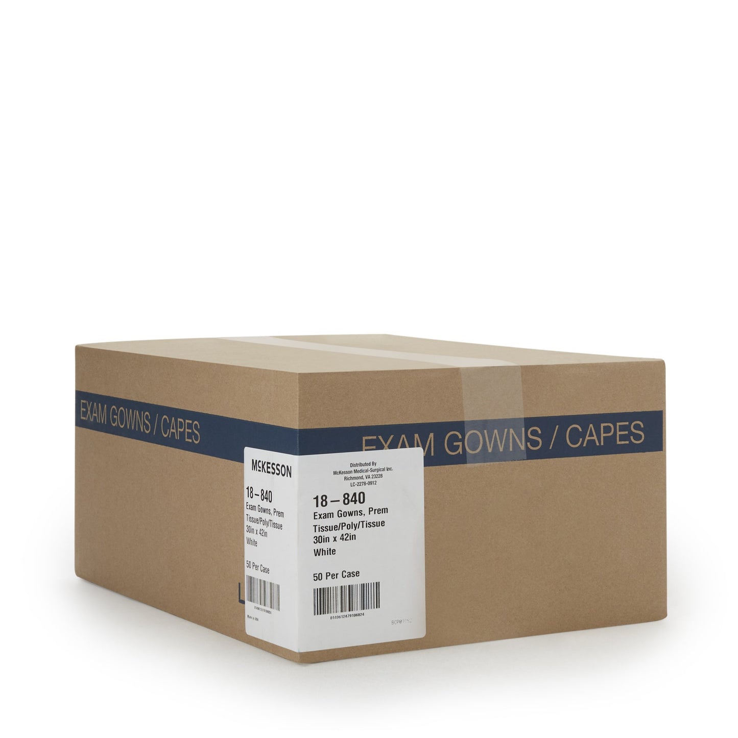 GOWN, EXAM T/P/T F/B OPN WHT 30X42