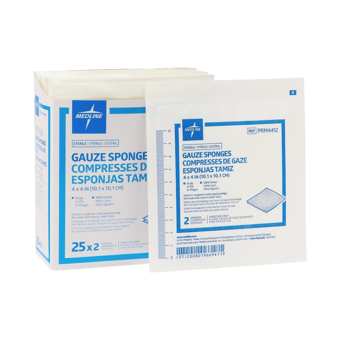 GAUZE, SPNG CARING STR 4X4 12PLY