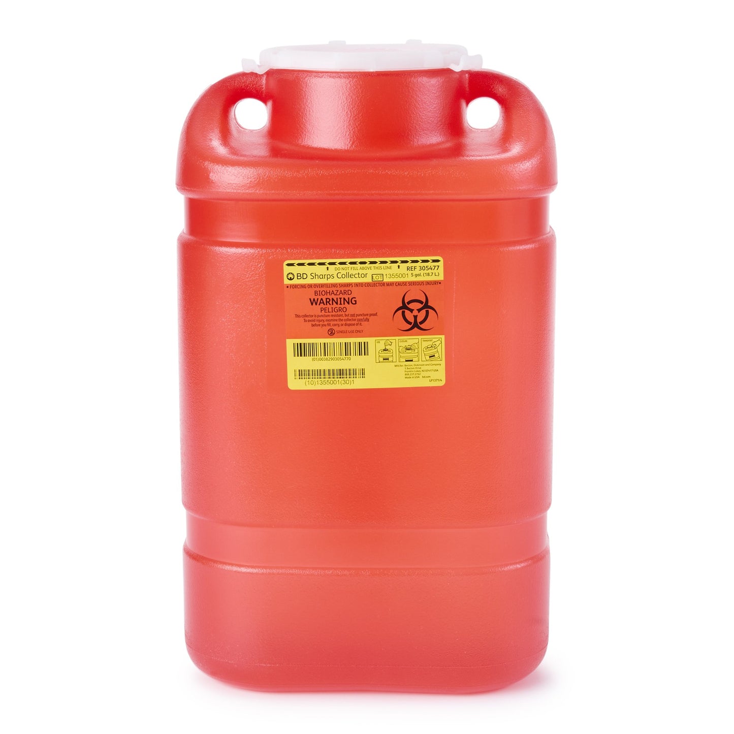 CONTAINER, SHARPS RED 19.7QT FNL LID