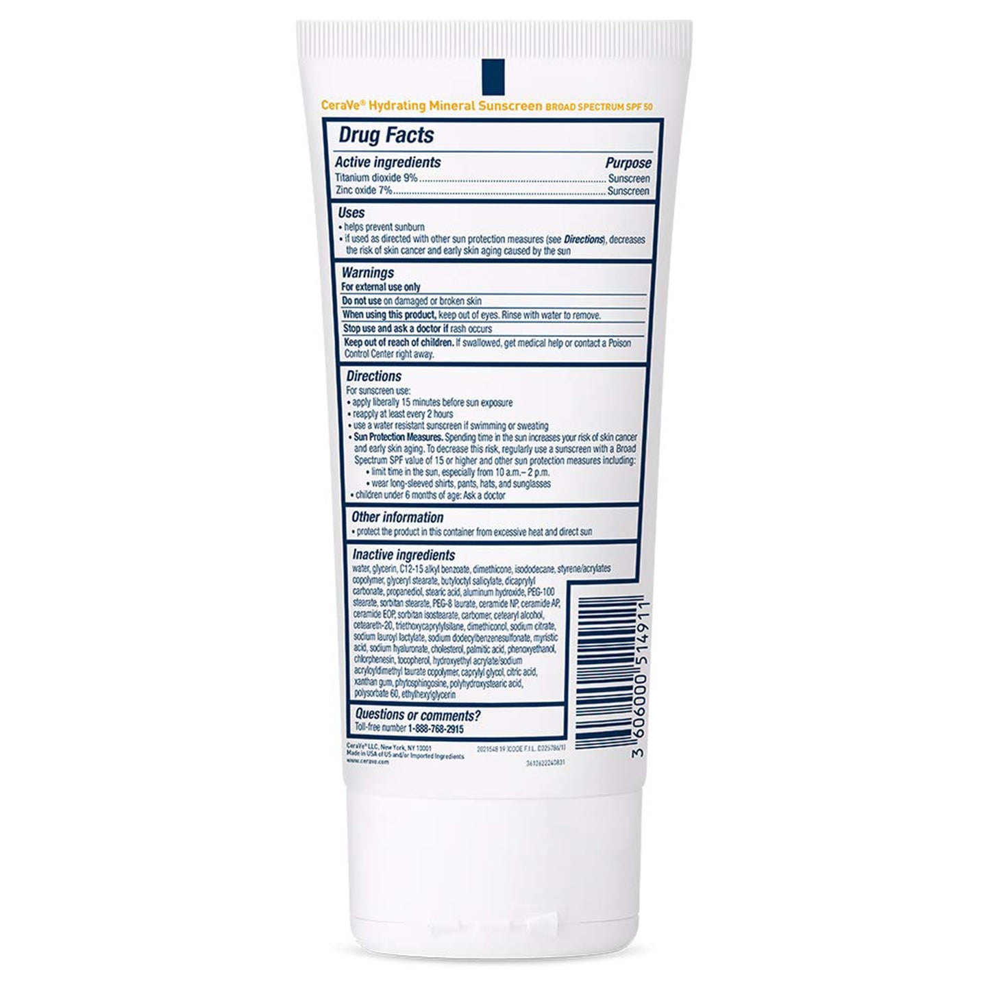 CERAVE, LOTION SUN BODY SPF50 5OZ