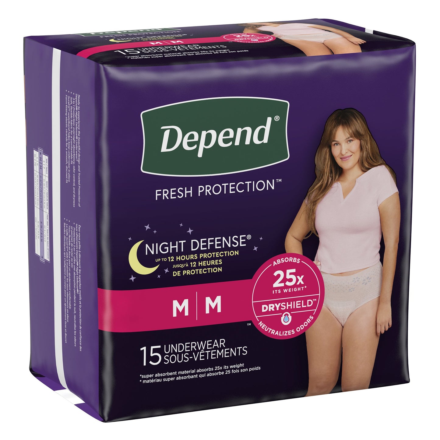 UNDERWEAR, INCONT DEPEND OVRNIGHT BLUSH FML MED