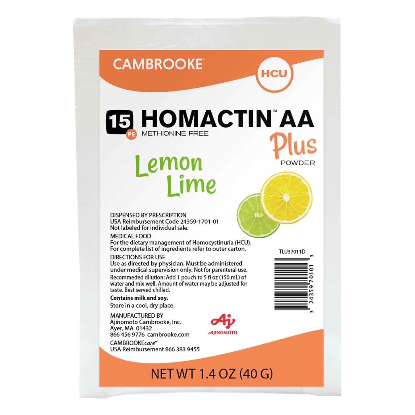 SUPPLEMENT, ORAL HOMACTIN AA +PDR LEMON LIME 1.4OZ