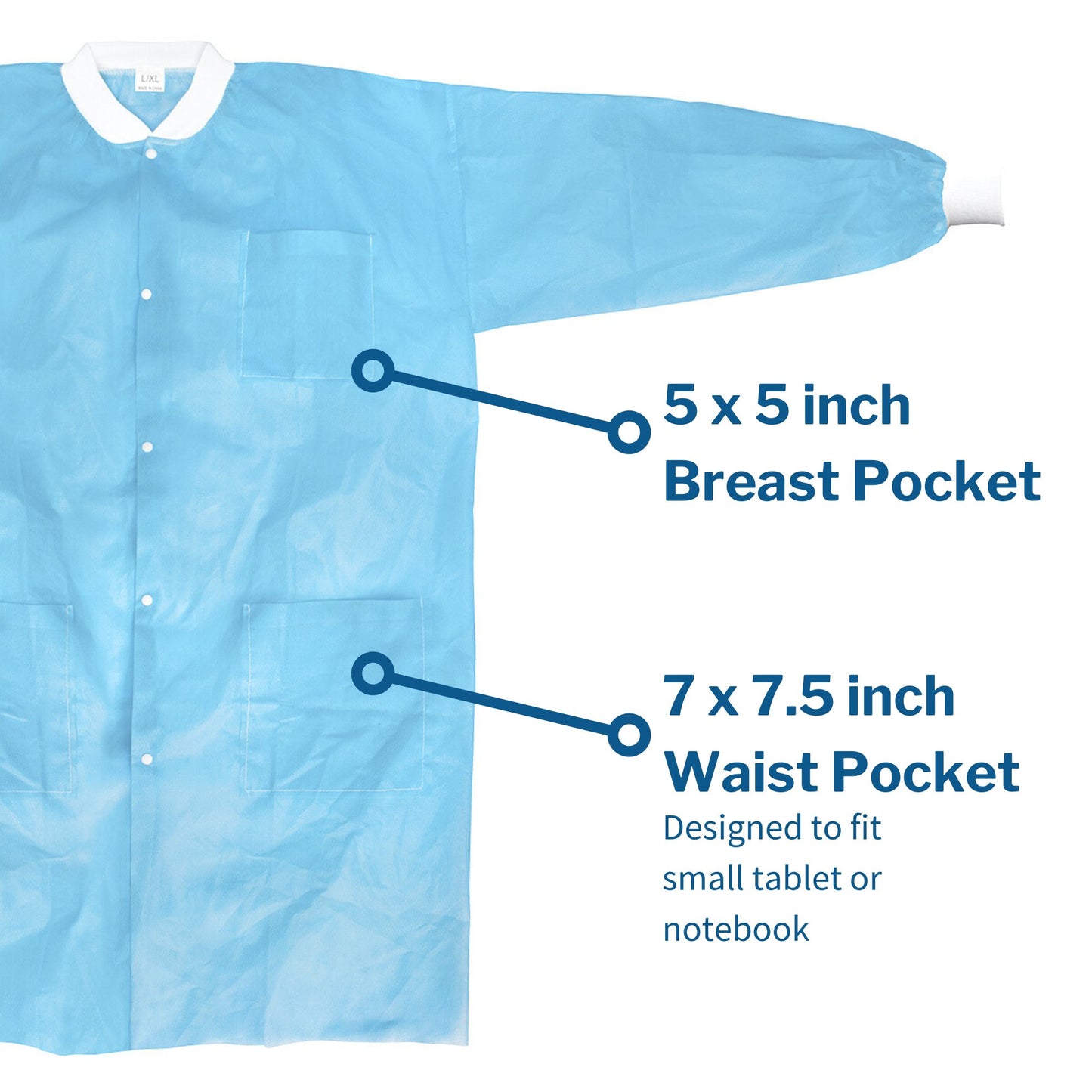 COAT, LAB KNITCUFF LF BLU SM/MED