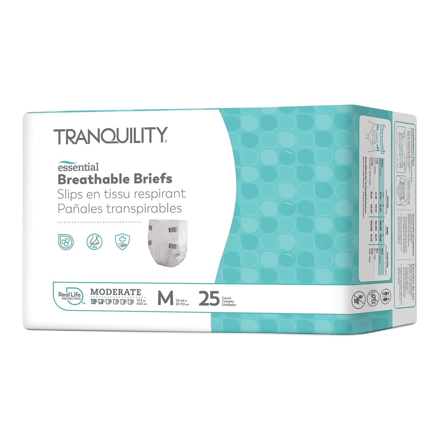 BRIEF, INCONT TRANQ ESSENT BRTHABL WHT MED