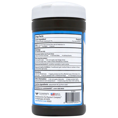 WIPE, WET HYDROGEN PEROXIDE PHARMA-C 3%