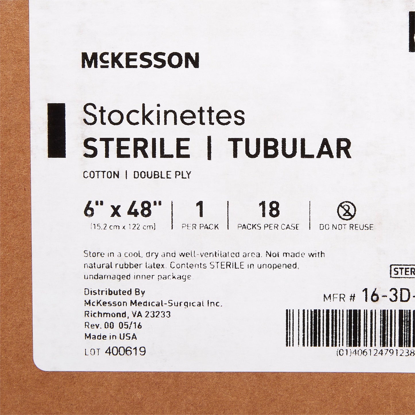 STOCKINETTE, TUBULAR 2PLY STR6"X48"