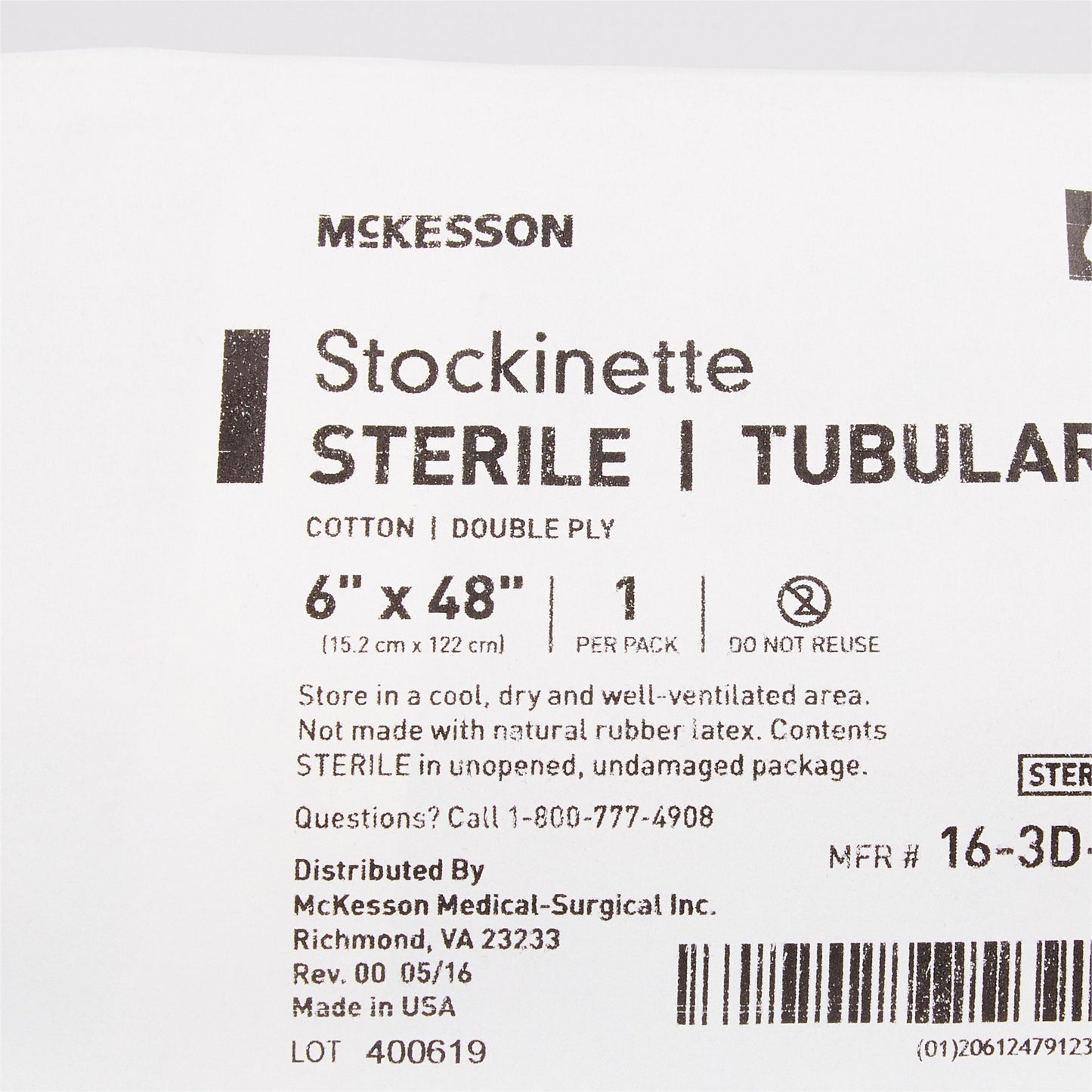 STOCKINETTE, TUBULAR 2PLY STR6"X48"