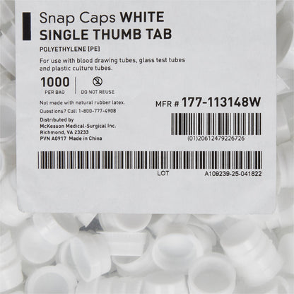 CAP, VAC TUBE WHT 16MM