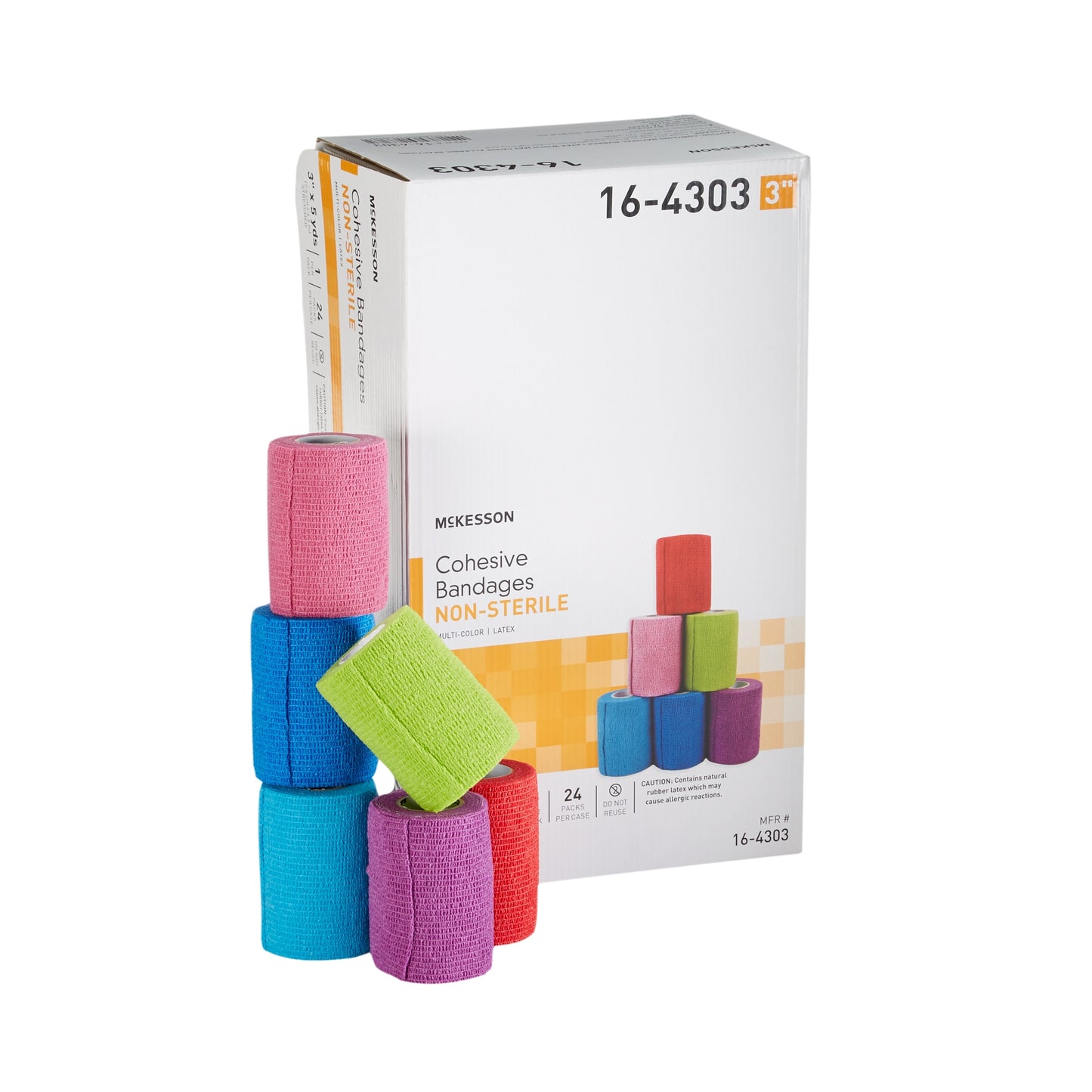 BANDAGE, COHESIVE N/S COLORPK3"