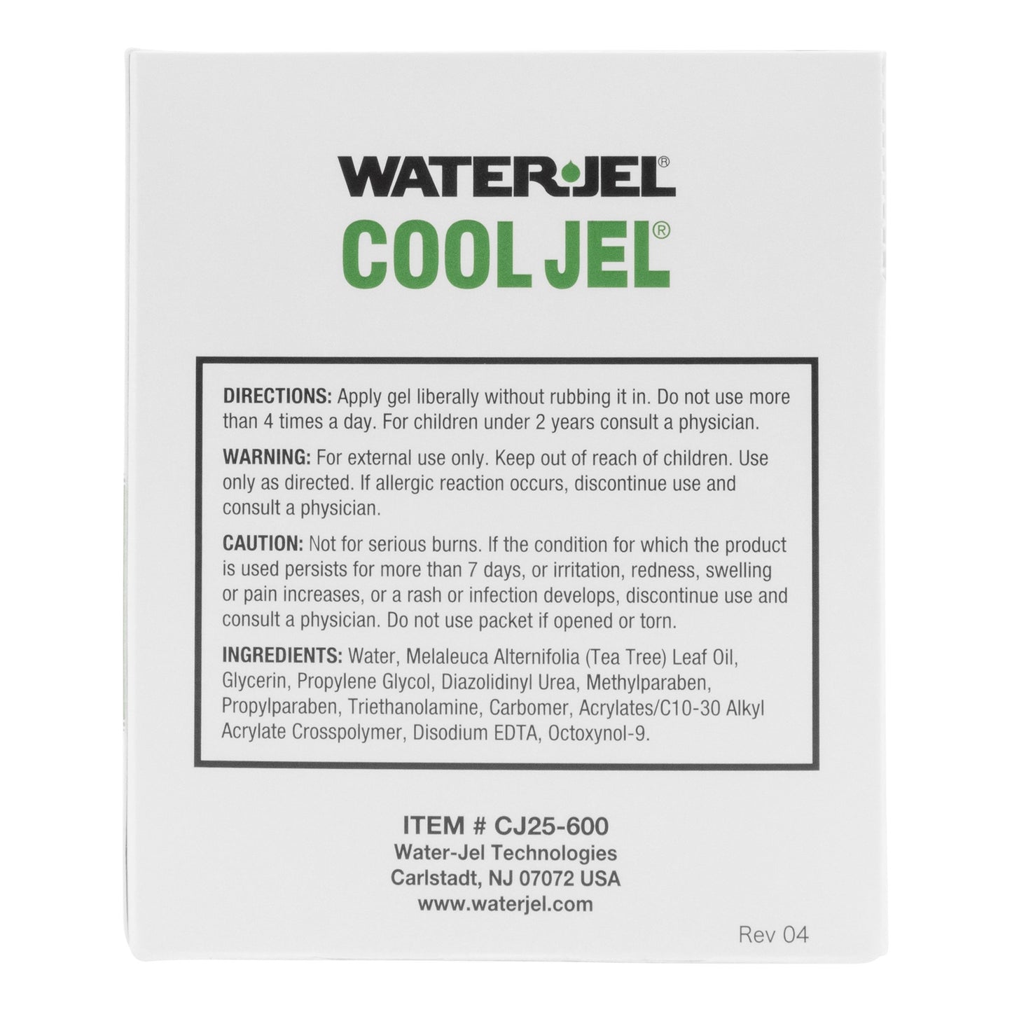 GEL, BURN WATERJEL COOL JEL 3.5GM