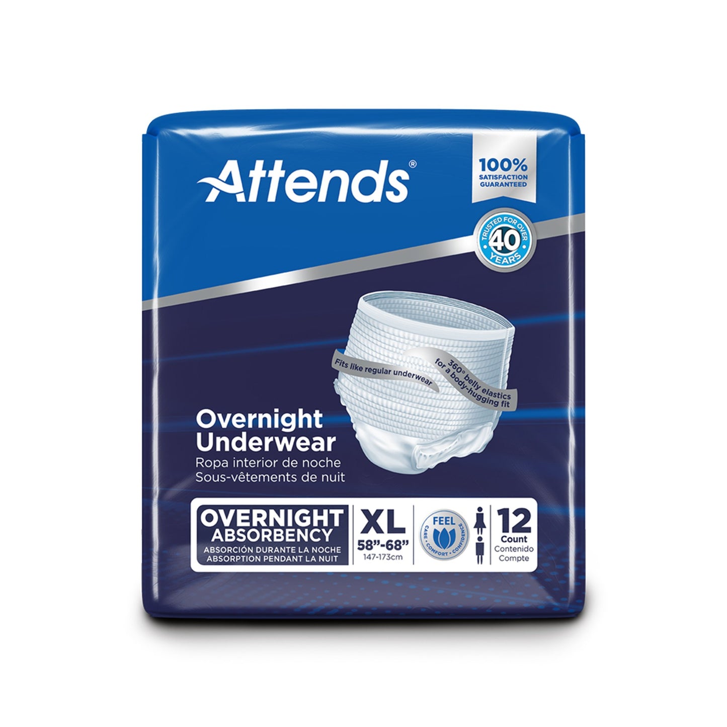 UNDERWEAR, INCONT OVERNIGHT W/LEAKAE XLG