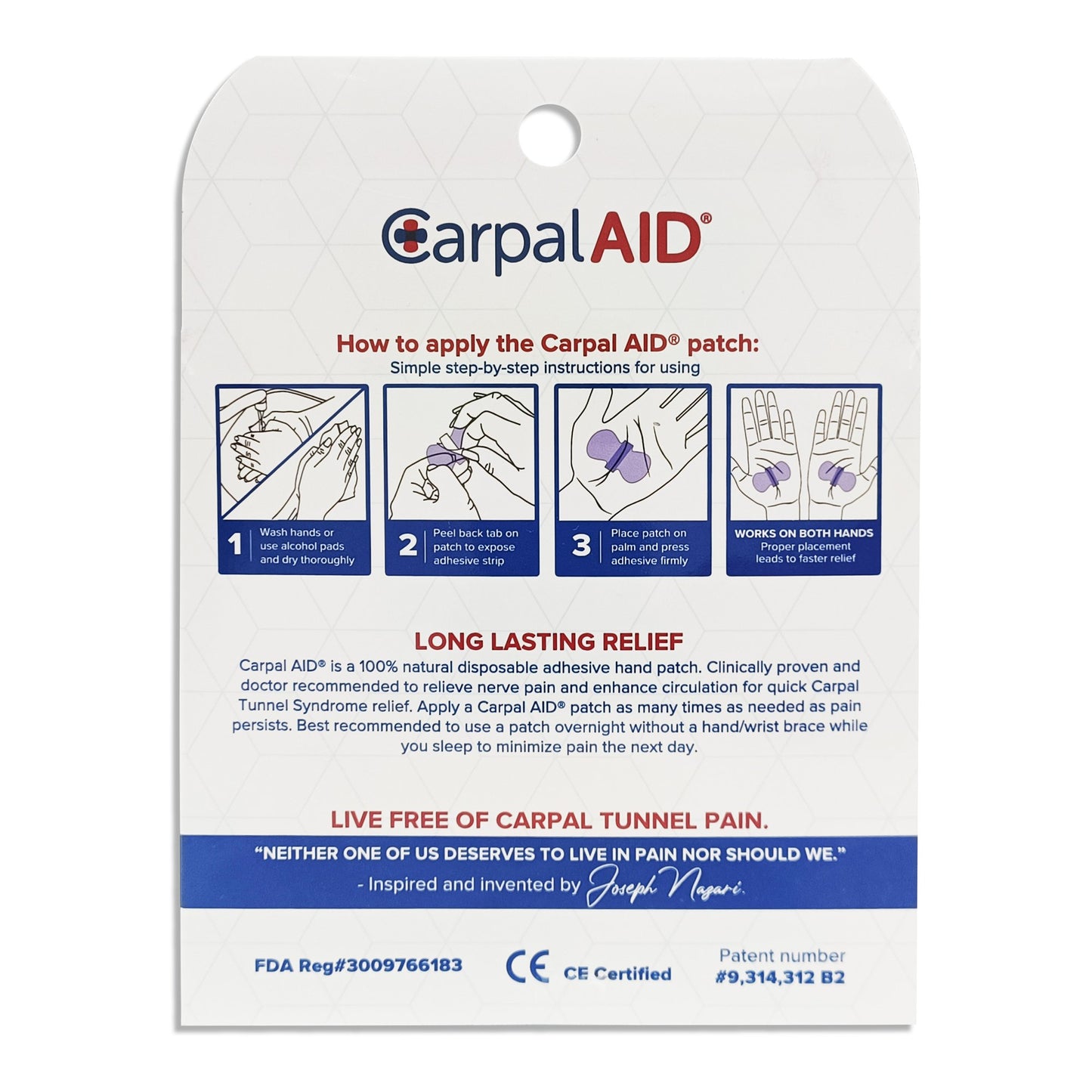 PATCH, CARPAL AID UNIV