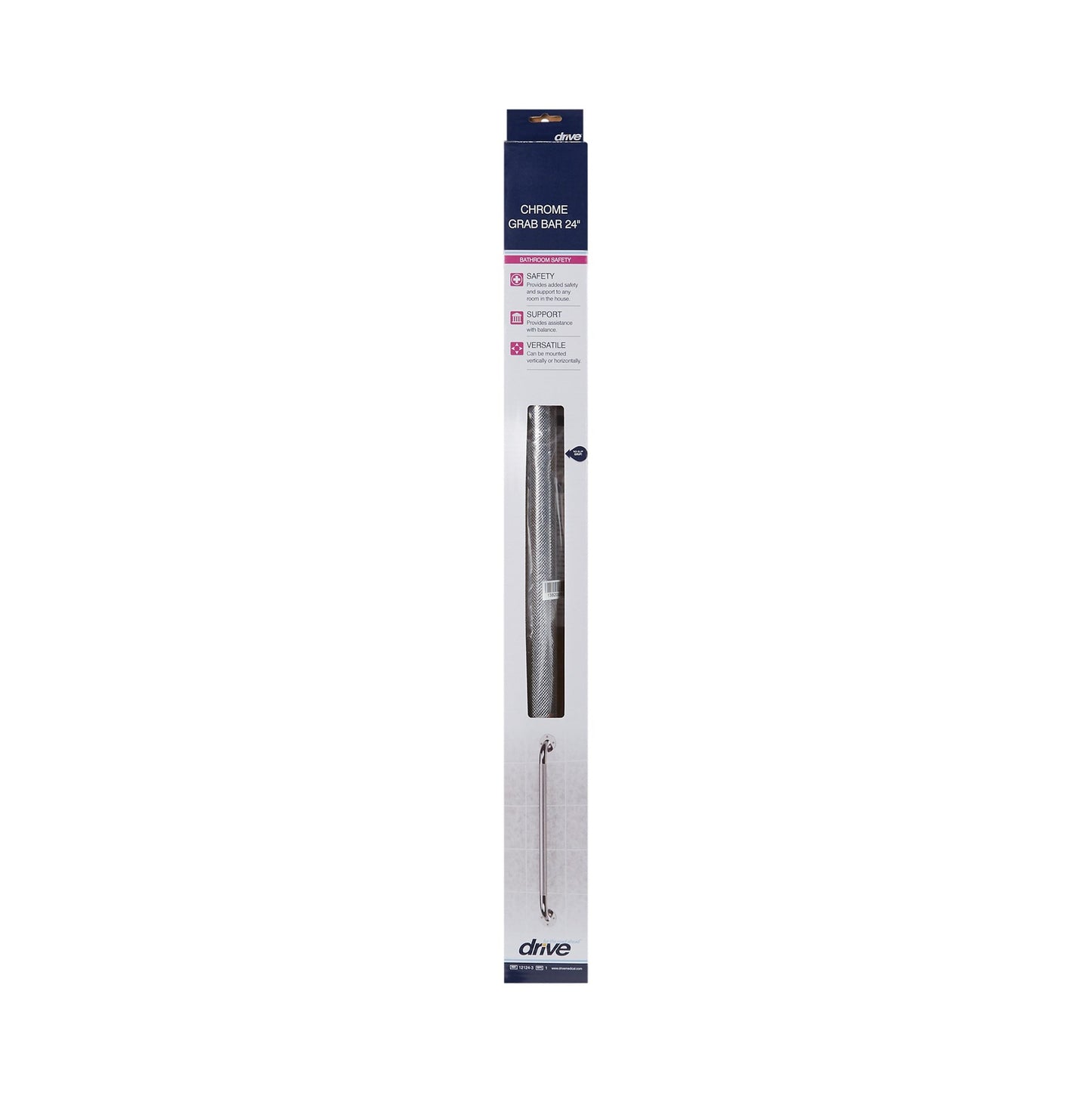 BAR, GRAB FALL PREVENTION KNURLED CHROME 24"