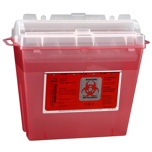 CONTAINER, SHARPS RED 5QT