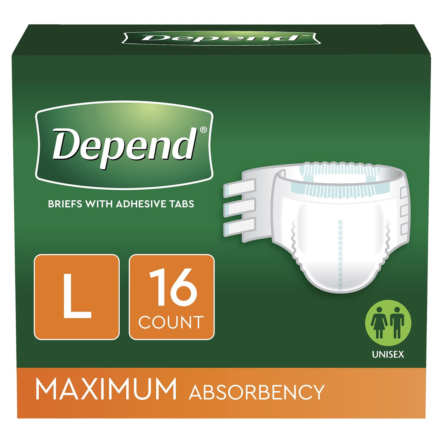 BRIEF, INCONT DEPENDS OVERNITEMAX ABSRB LG