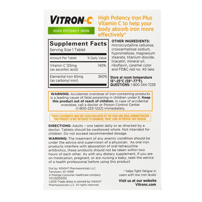 VITRON-C IRON+C, TAB 200-125MG