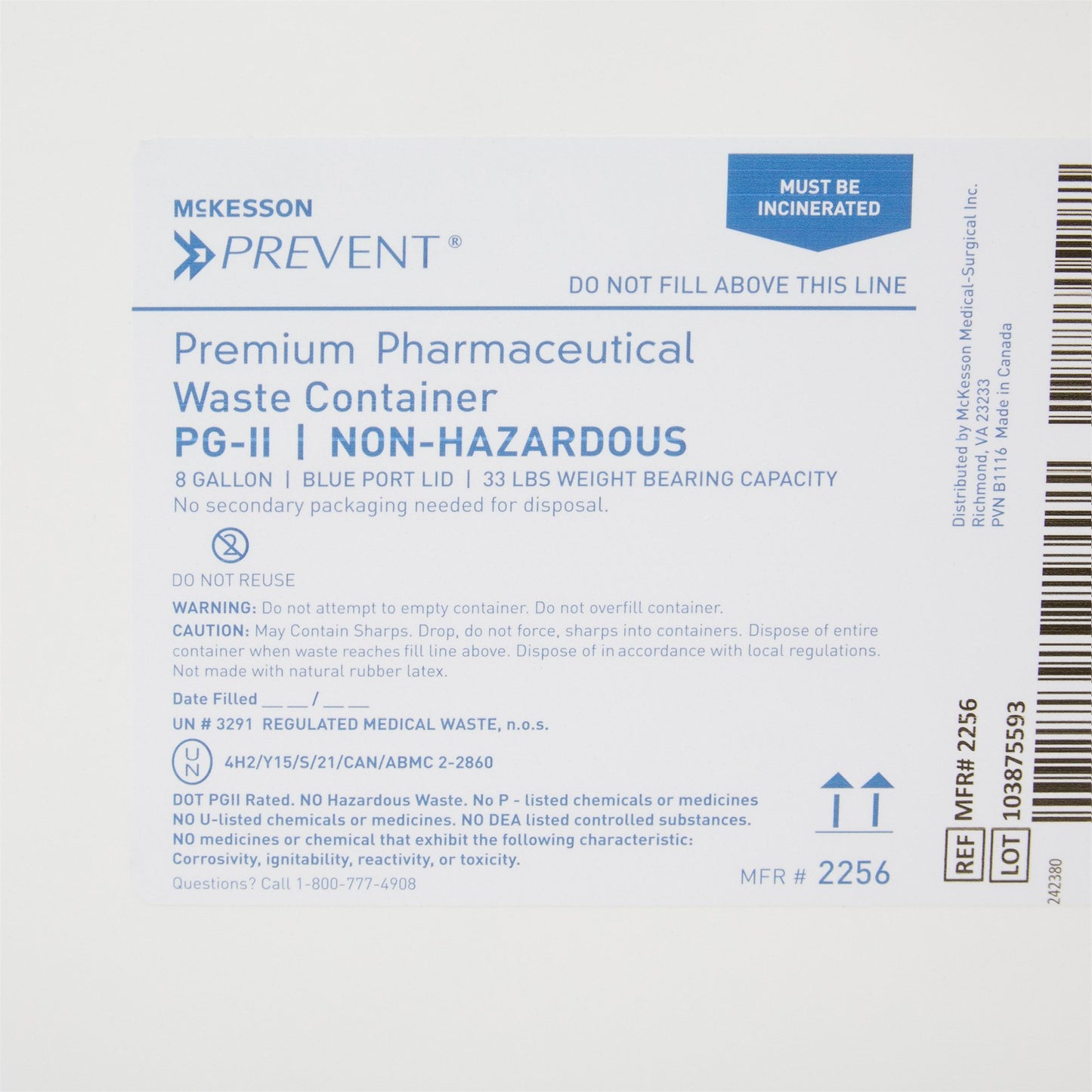 CONTAINER, SHARPS PHARMA WHT/BLU 8GL