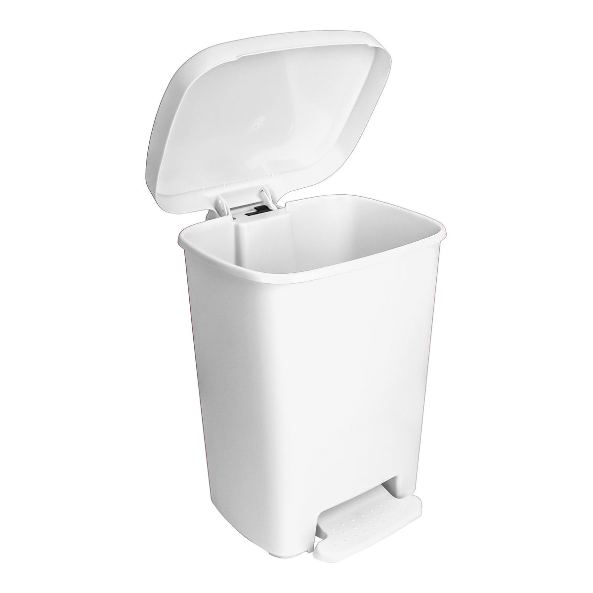 WASTECAN, STEP-ON RECTGL PLASWHT 32QT