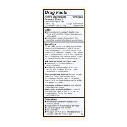 TUSSIN DM, LIQ FT SM ADLT 20-200MG 4OZ