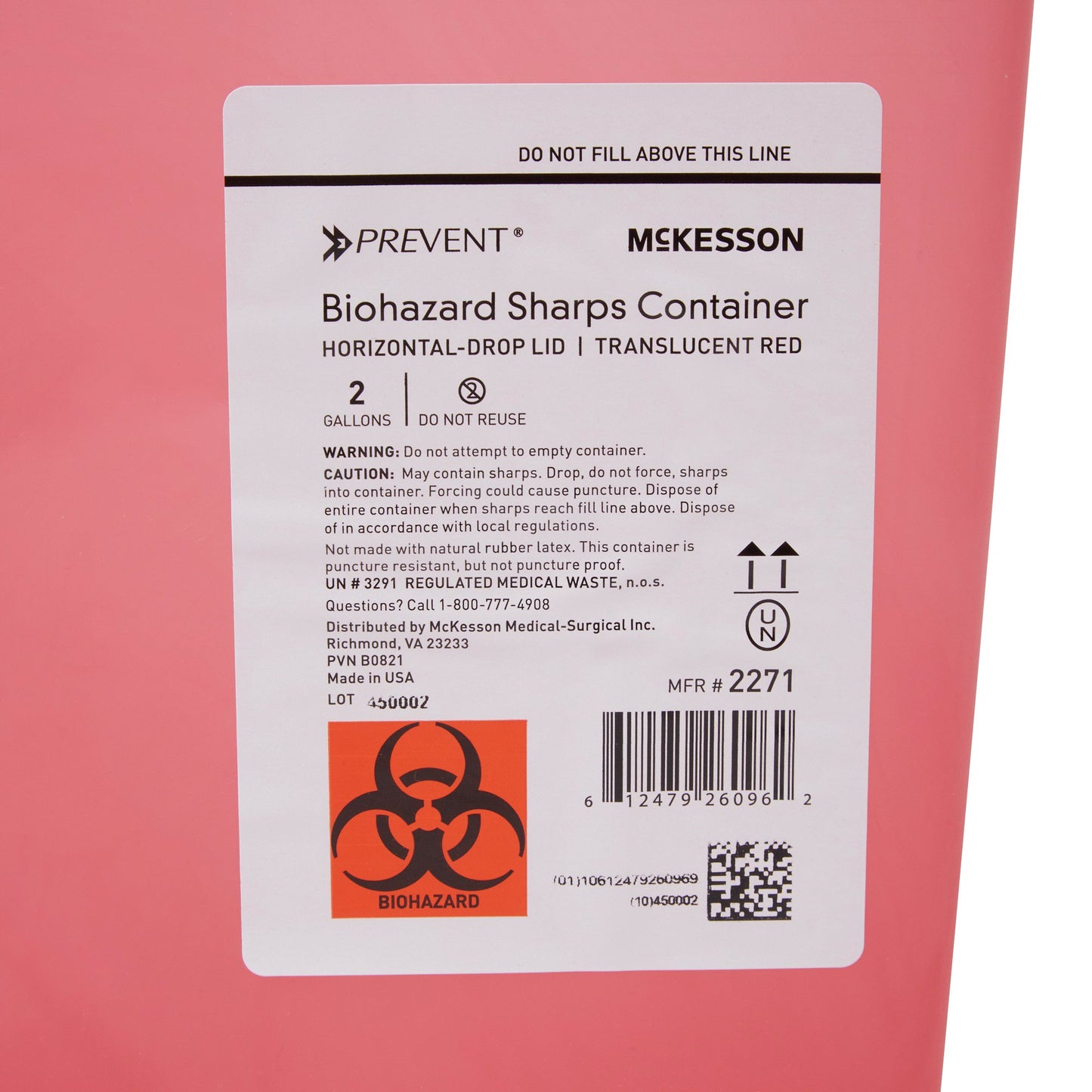 CONTAINER, SHARPS RED 2GL