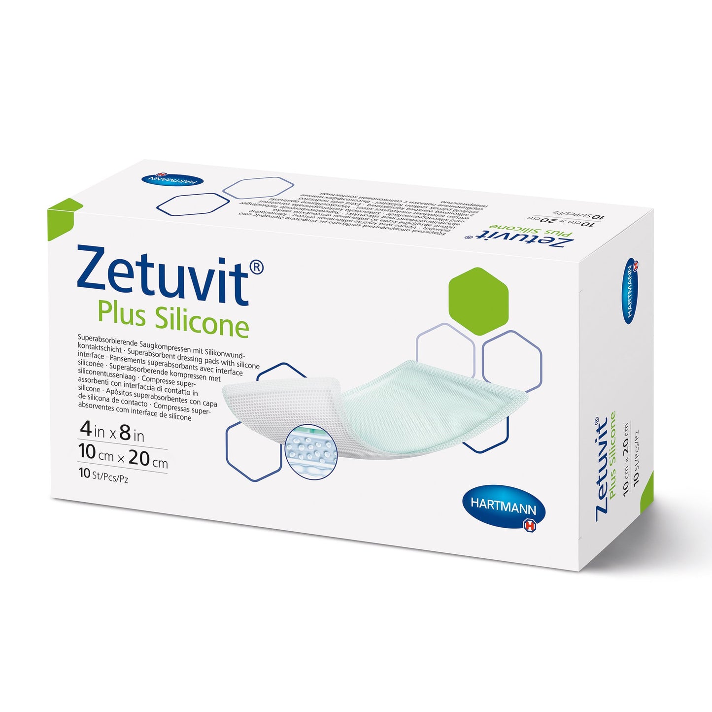 DRESSING, SUPER ABSRB SIL N/BRDR ZETUVIT PLUS 4"X"8"
