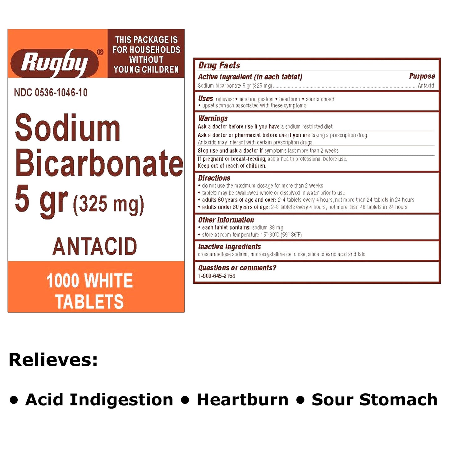 SODIUM BICARB, TAB 325MG (1000/BT)