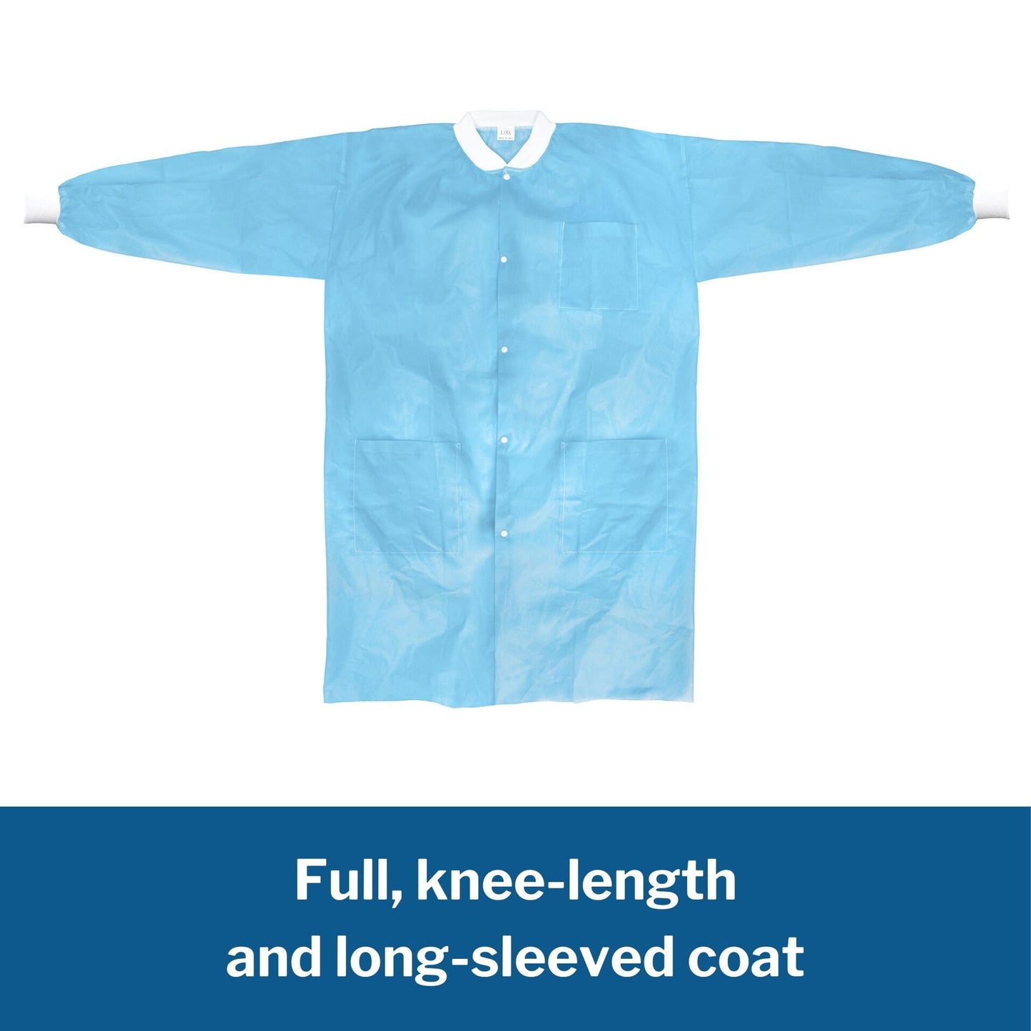 COAT, LAB KNITCUFF LF BLU SM/MED