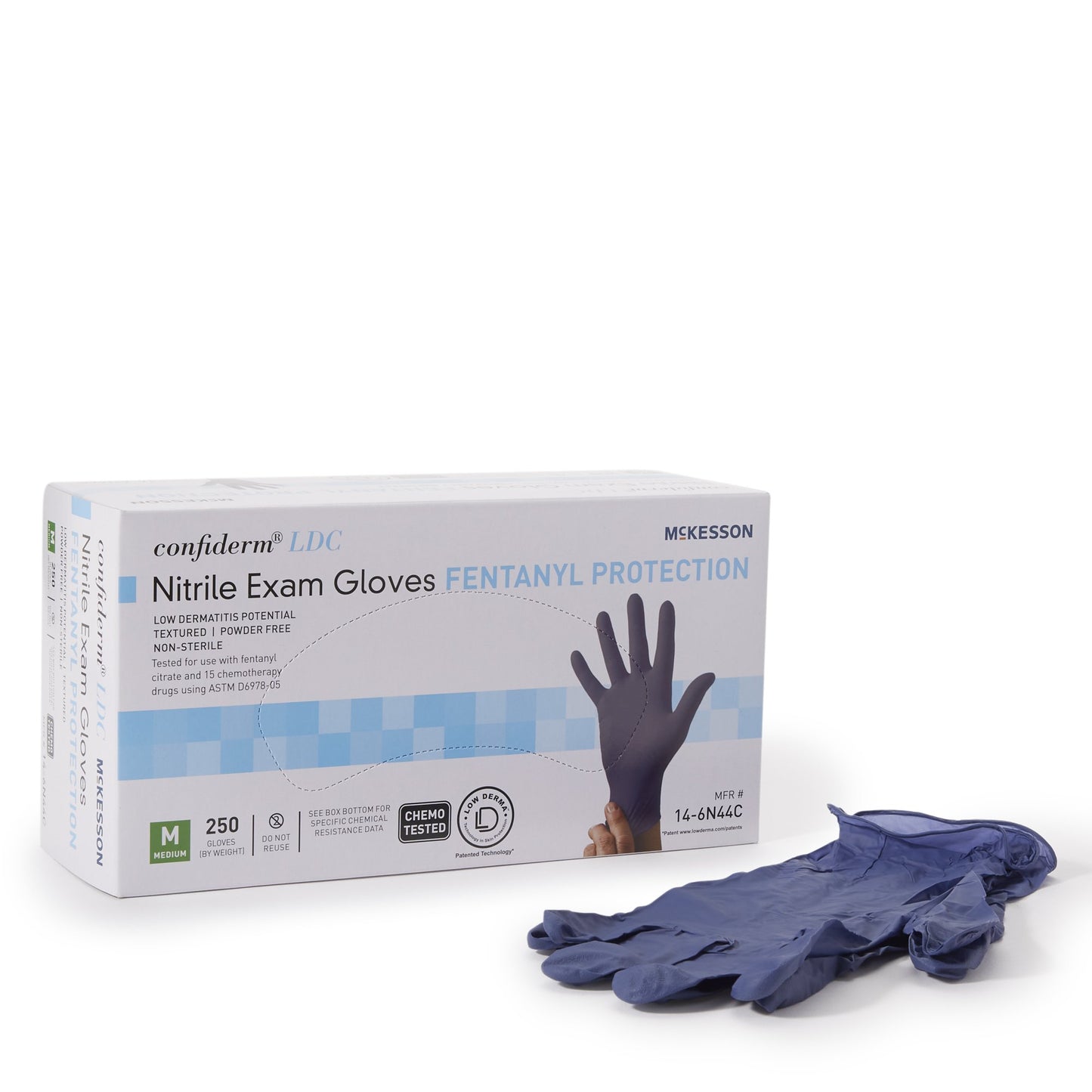GLOVE, EXAM NTRL MED N/S CHEMOLDC BLU