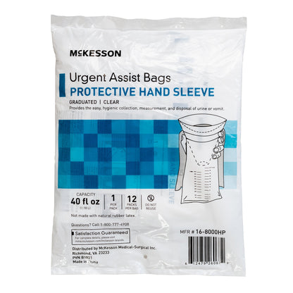 BAG, VOMIT GRAD MARKINGS W/HNDPROTECTOR CLR 40OZ