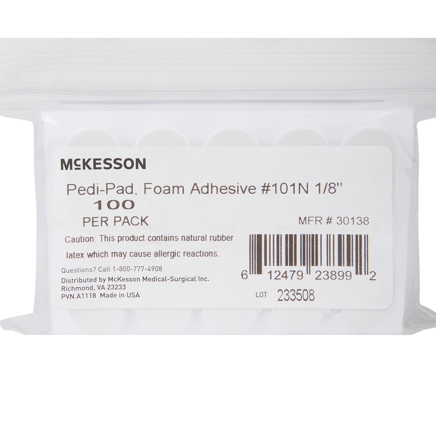 PEDI-PAD, FOAM ADH WHT #101-NAARROW 1/8"