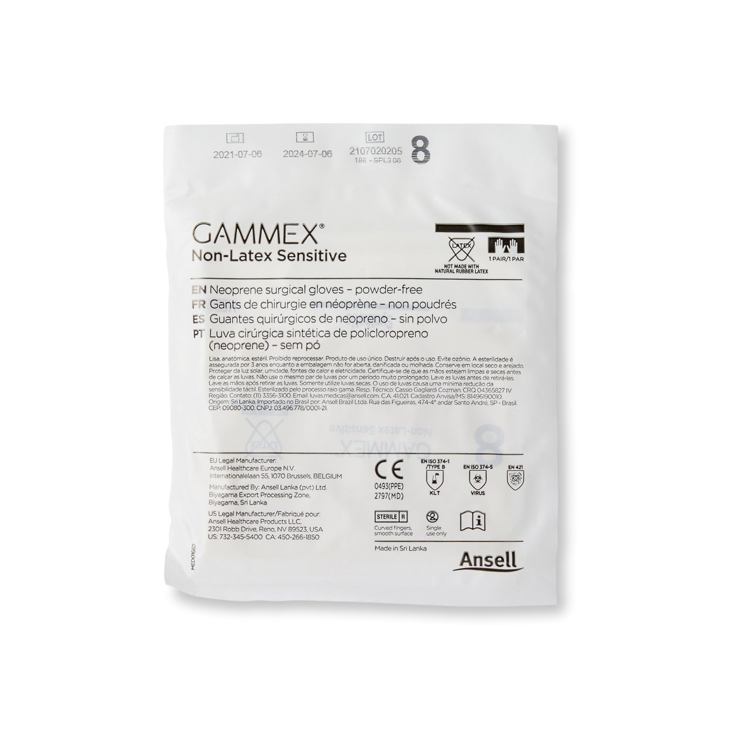 GLOVE, SURG PLYCHPRN 8.0 STR2SMTH CHEMO