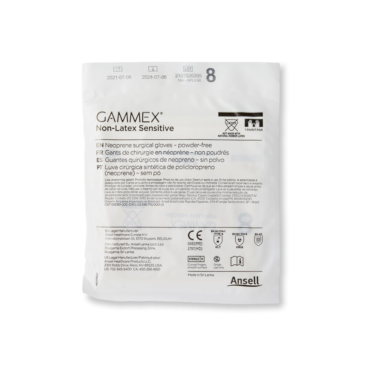 GLOVE, SURG PLYCHPRN 8.0 STR2SMTH CHEMO