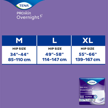 UNDERWEAR, TENA PROT OVRNIGHTW-SHAPE HI-ABSRB MED