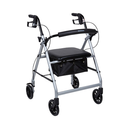WALKER, ROLLATOR LTWT FOLDINGALUM W/6" WHLS SLVR 300LB
