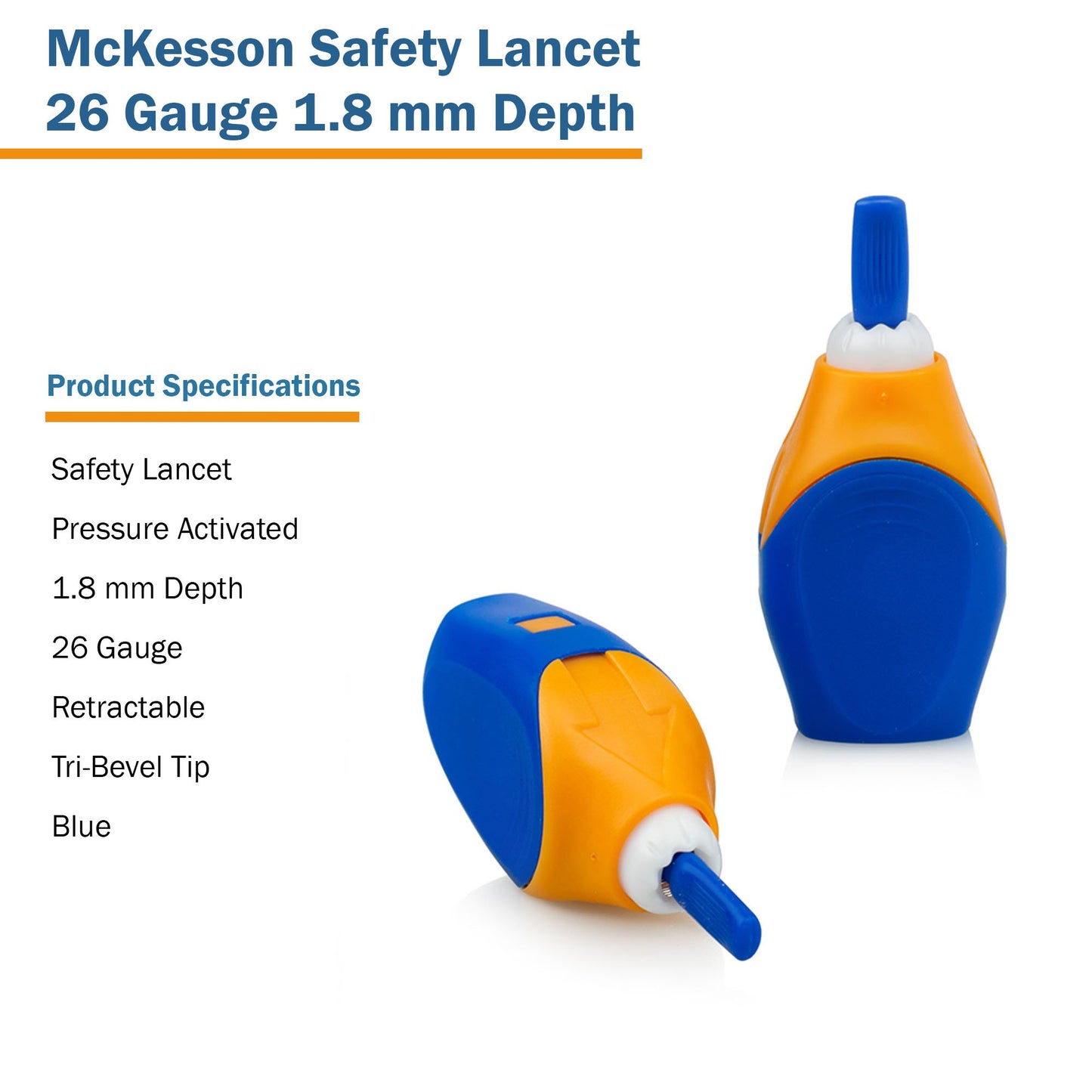 LANCET, SAFETY PRESS ACTIV BLU1.8MM 26G