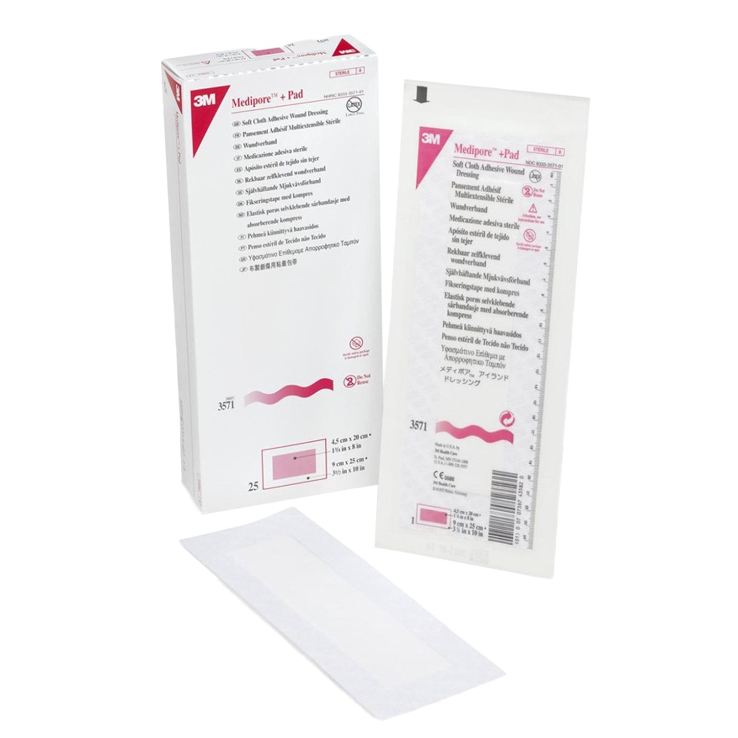 DRESSING, SOFT CLOTH MEDIPORE+PAD 3X1/2X10"
