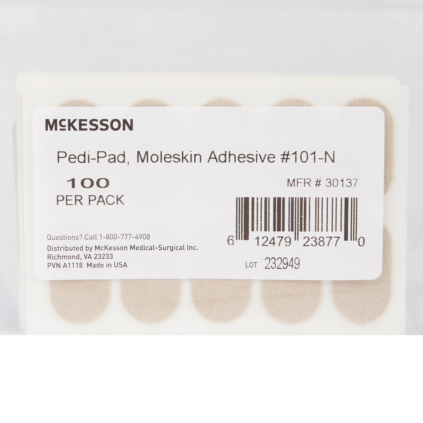 PEDI-PAD, MOLESKIN ADH TAN #100/PK 10PK/CS)