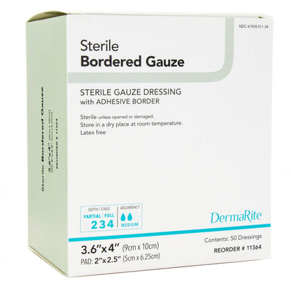 GAUZE, BORDERED STERILE ISLAND3.6X4
