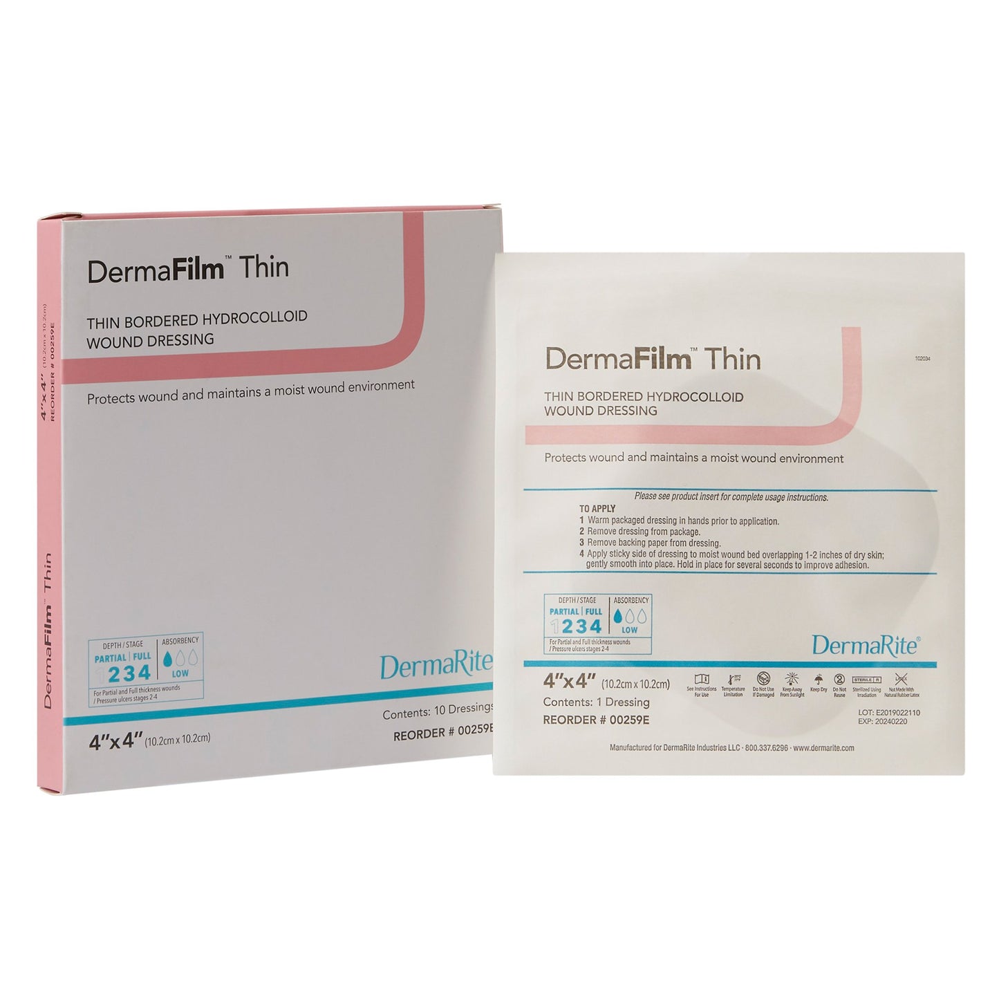 DRESSING, DERMAFILM W/BORDER THIN 4"X4"