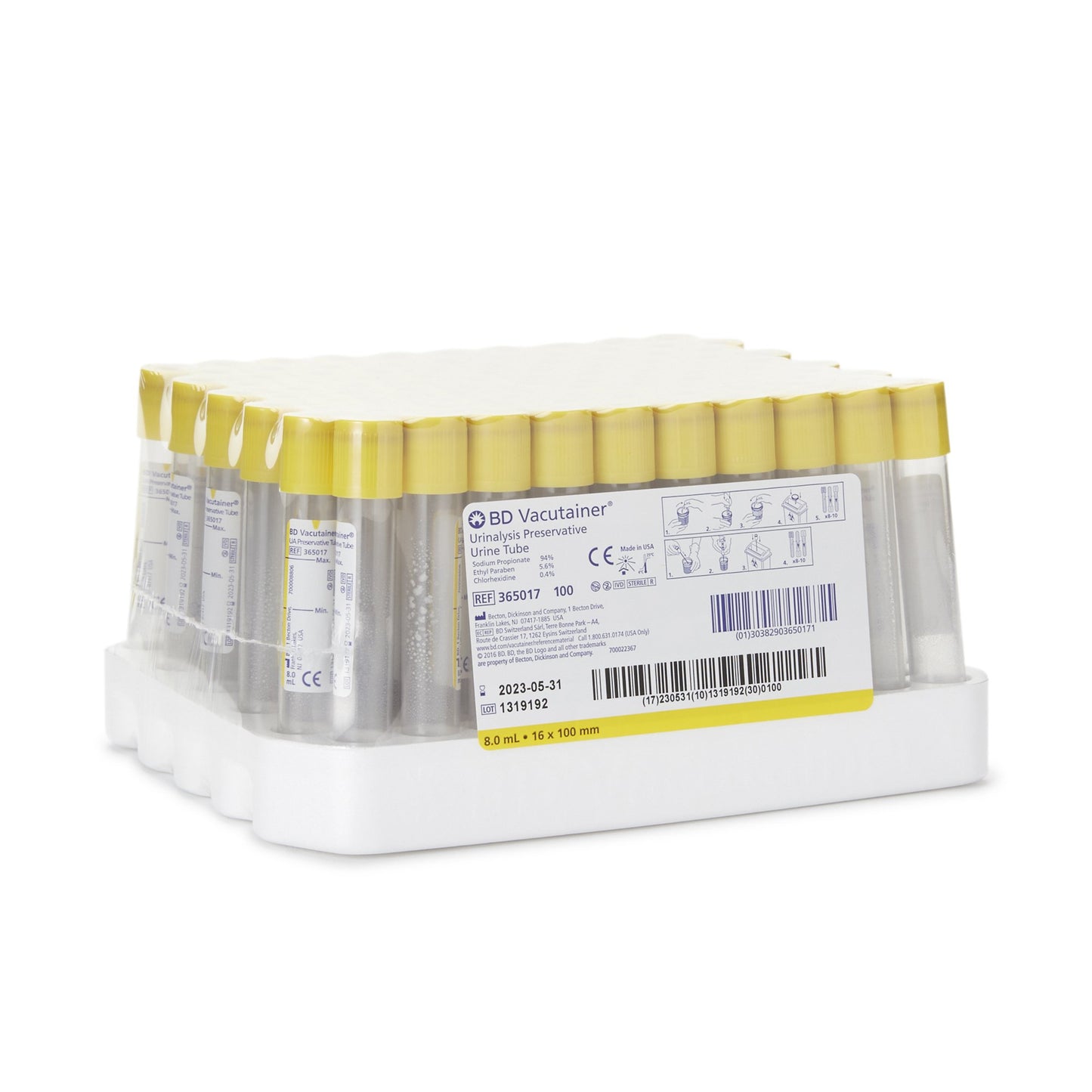 TUBE, URINALYSIS 8ML 16X100MLW/YLW TOP