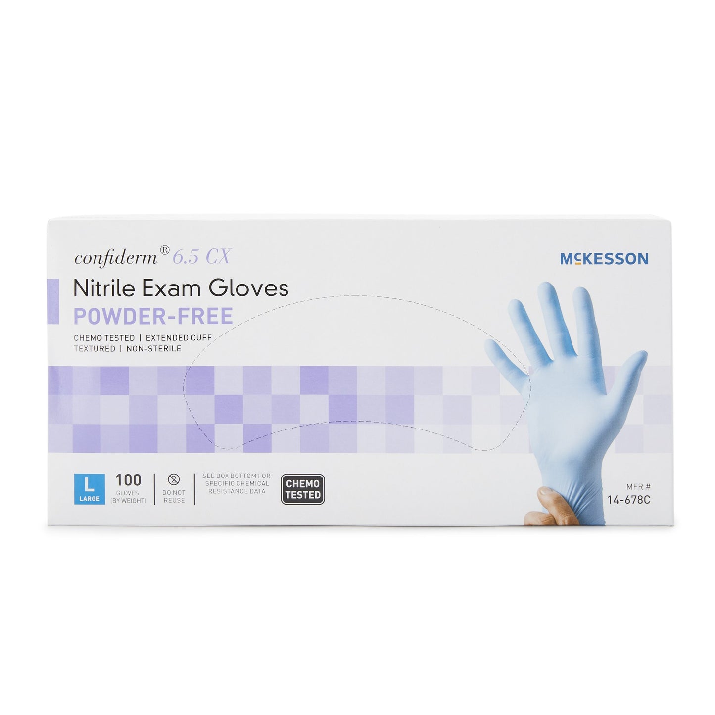 GLOVE, EXAM NTRL LG N/S EXTCFCHEMO 6.5CX