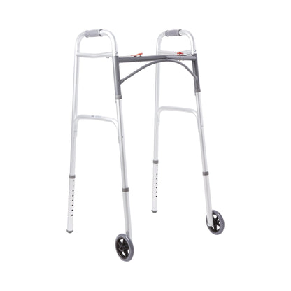 WALKER, FOLDING ALUM W/WHEELSADLT 350LB