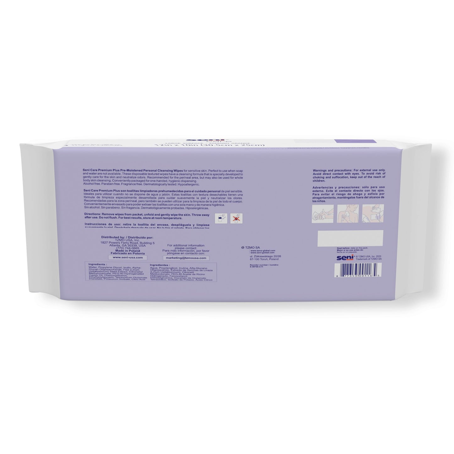 WIPES, CLEANSING SENI CARE PREMIUM PLUS