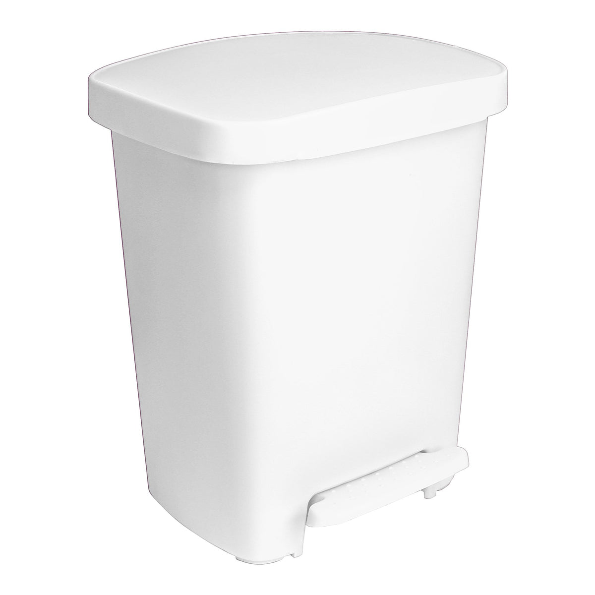 WASTECAN, STEP-ON RECTGL PLASWHT 32QT