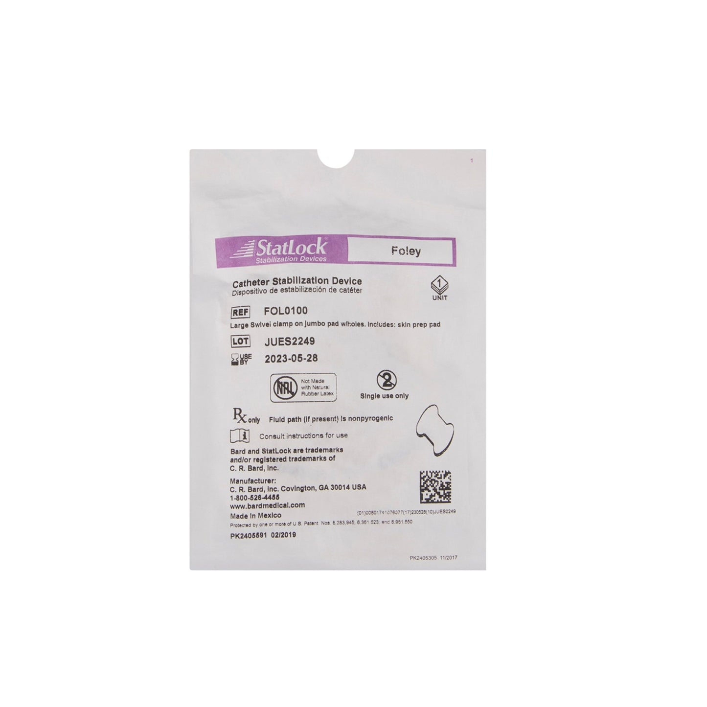 CATH SECURE, STATLOCK FOLEY SWIVEL SIL PET