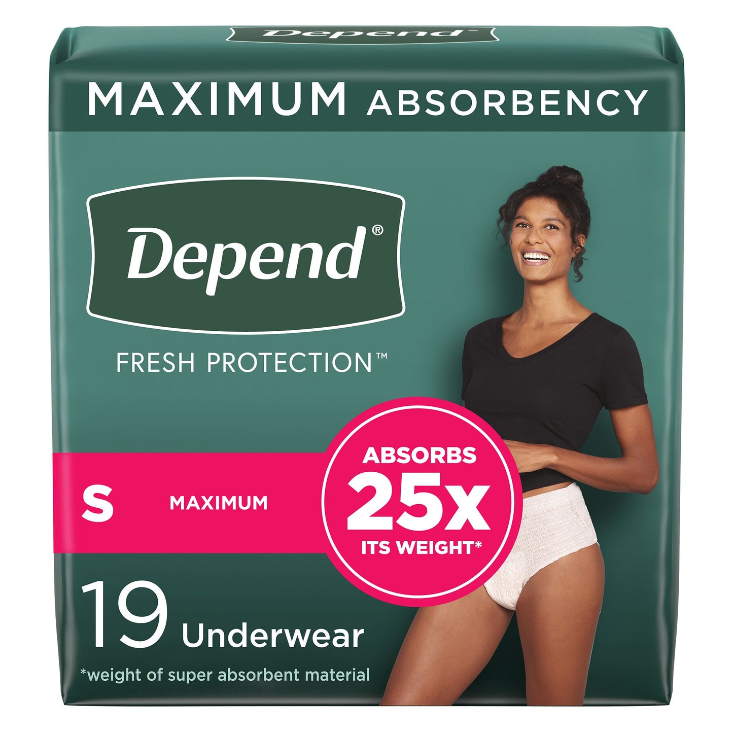 UNDERWEAR, DEPEND MAX ABSRB BLUSH WMN SM