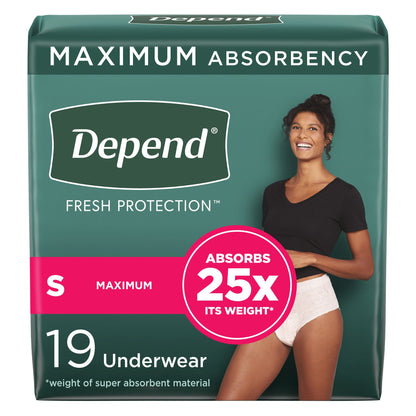 UNDERWEAR, DEPEND MAX ABSRB BLUSH WMN SM