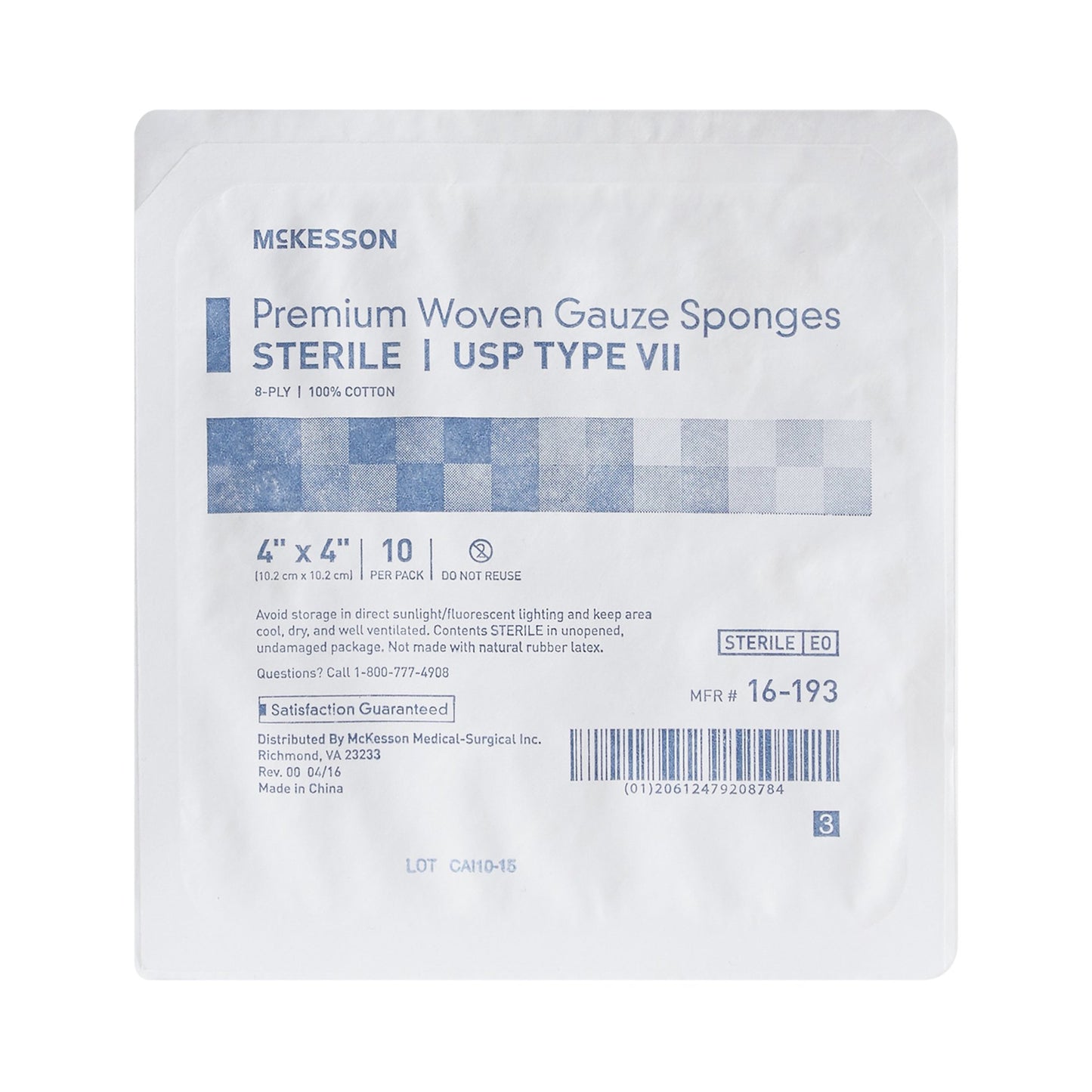 SPONGE, GAUZE TYPE-VII 8PLY STR 4"X4"