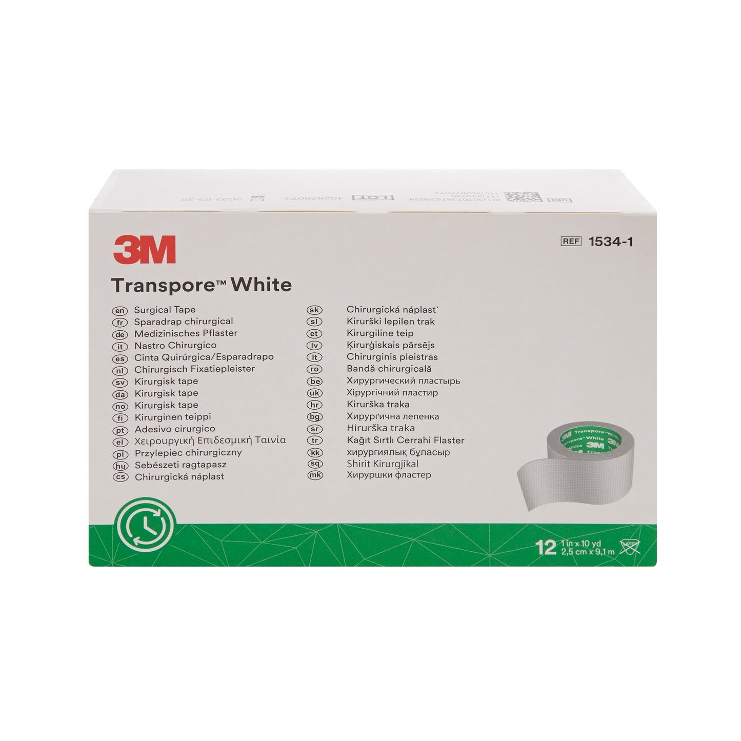TAPE, ADHSV TRANSPORE WHT 1"