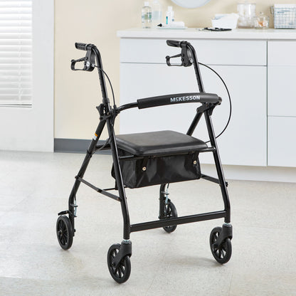 WALKER, ROLLATOR LTWT FOLDINGALUM W/6" WHLS BLK 300LB